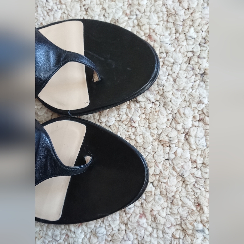 MICHAEL KORS Black Leather thong tantra slide sandals size 5 - Picture 7 of 12